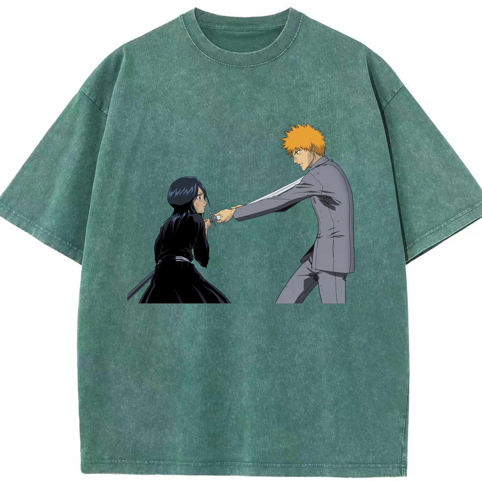 （画像用） ブリーチ 朽木ルキア BLEACH Kuchiki Rukia 綿100% ヴィンテージ風 半袖Tシャツ（フロントプリント）